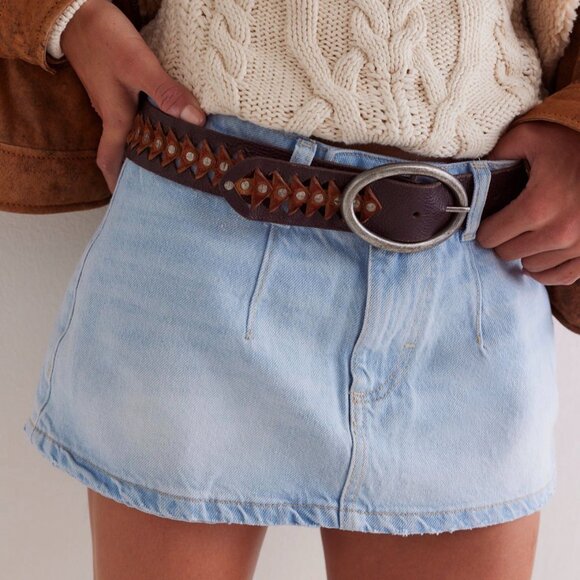 Free People We the Free Gallivanting Peekaboo Denim Skort/Skirt - Picture 4 of 5